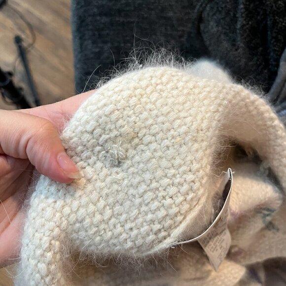 Vintage Express cottagecore handknit silk angora blend patterned cardigan - Picture 5 of 5